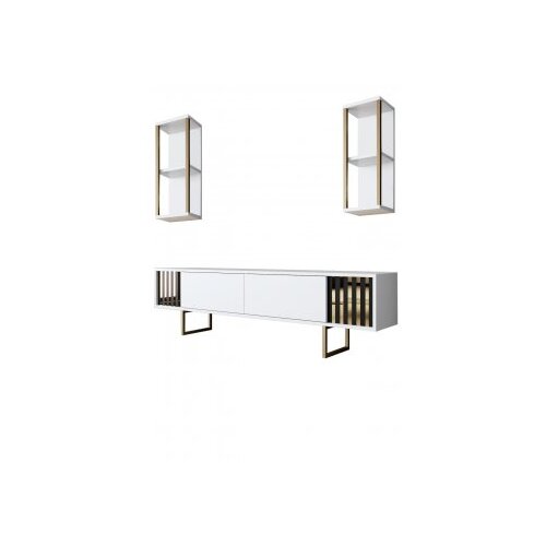 Hanah home gold line white black polica za tv Slike