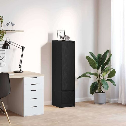 vidaXL Visoka omara črni hrast 29,5x34x119,5 cm inženirski les Cene