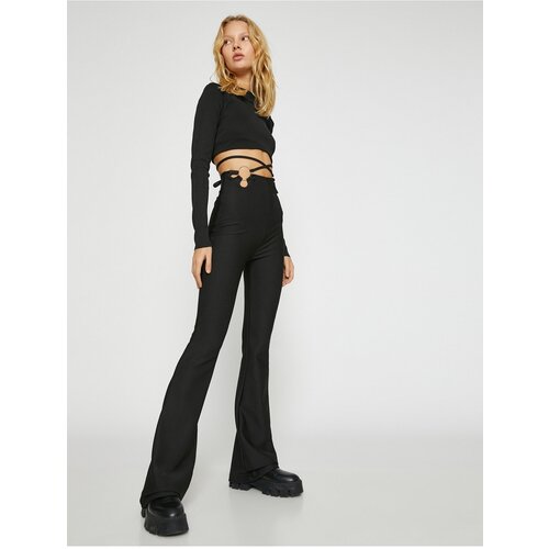 Koton Women&amp;#039;s Clothing Flared Leg Pants with Metal Accessories Window Detail Slike