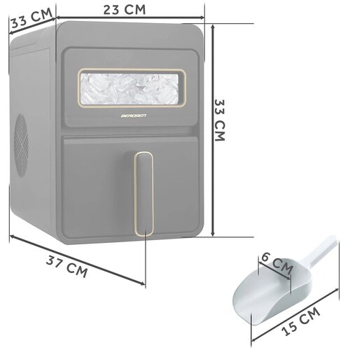 Berdsen BD-421 ledomat 112 W &amp;ndash; 12 kg/24 h, posoda 1,1 L, 2 velikosti leda, AutoClean, črna Slike