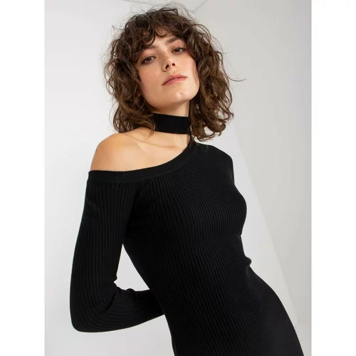 Fashion Hunters Black ribbed mini dress fitted with a choker