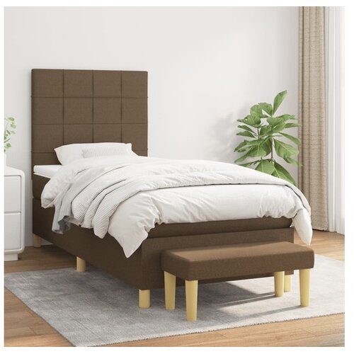  Box spring postelja z vzmetnico temno rjava 100x200 cm blago Cene