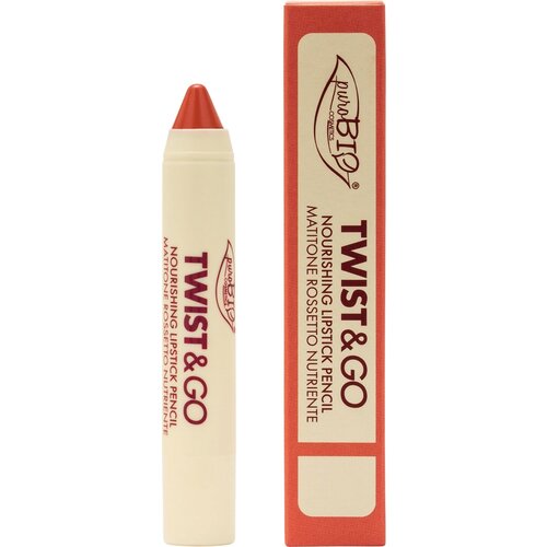 PuroBIO cosmetics Twist&amp;amp;Go hranjivi ruž za usne u olovci nijansa Peach nude 2.9 g Slike