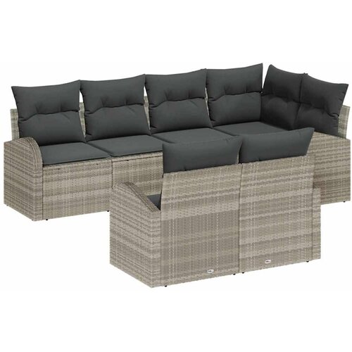 vidaXL Vrtna sedežna garnitura z blazino 7 pcs Svetlo siva poli ratan, (5000154814) Cene