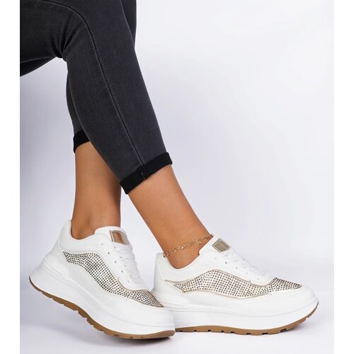 D/CEO marka niezdefiniowana White women&amp;#039;s sneakers with rhinestones Fucco Slike