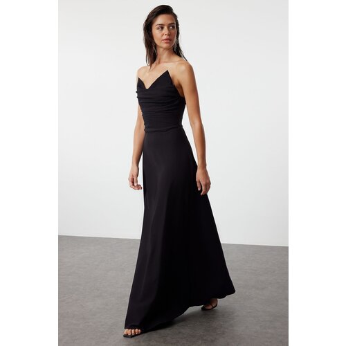 Trendyol Black A-Cut Woven Long Evening Evening Dress Slike