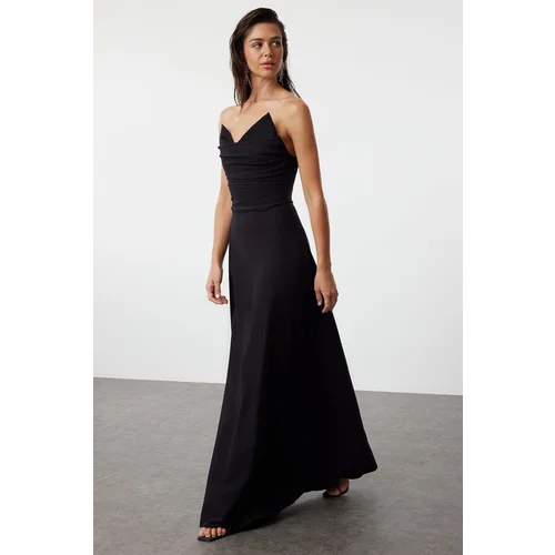 Trendyol Black A-Cut Woven Long Evening Evening Dress