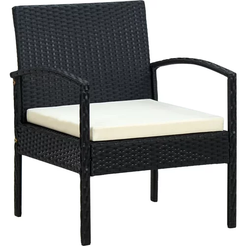  stolica od poliratana s jastukom crna