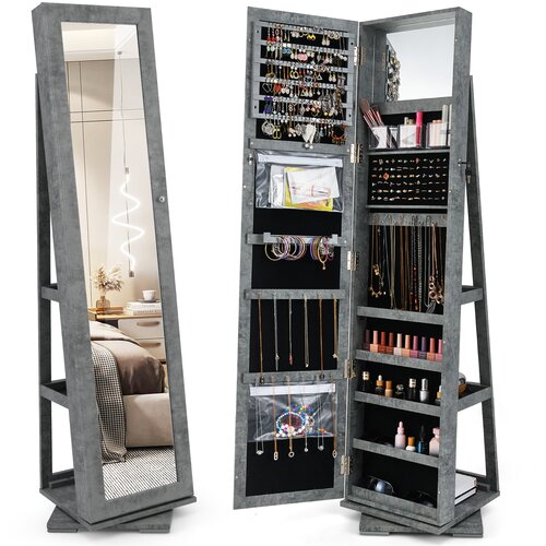 Costway Vrtljiva omarica za nakit z ogledalom Toilette, (5000399757) Slike