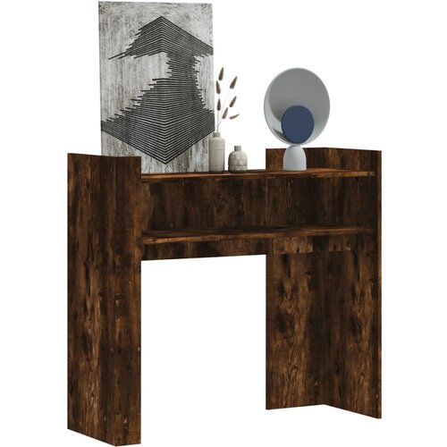 Maison Chic konzolna miza - miza ob steni dimljeni hrast 100x35x90 cm inženirski les, (21786500) Slike