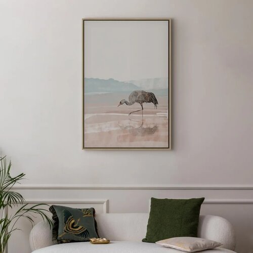  Slika - Crane in the Morning (1 Part) Vertical 60x90 U prirodnom drvenom okviru Slike