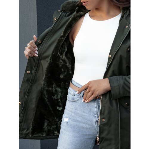 DStreet Winter women&amp;#039;s parka with fur ERISS green Slike