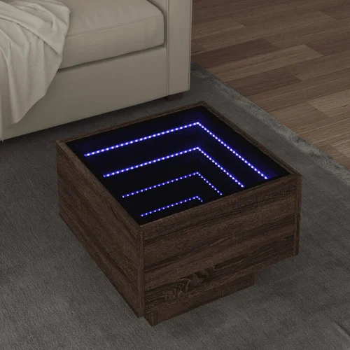 vidaXL Bočni stolić LED boja hrasta 40 x 40 x 30 cm konstruirano drvo