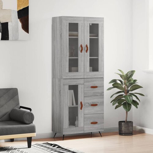 vidaXL Visoka komoda siva sonome 69 5x34x180 cm od konstruiranog drva Cijene
