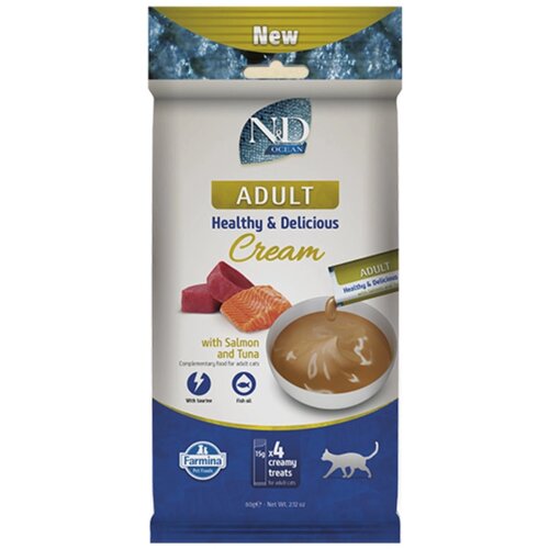 N&D OCEAN kremasta poslastica za macke, tuna i losos 60 g Cene