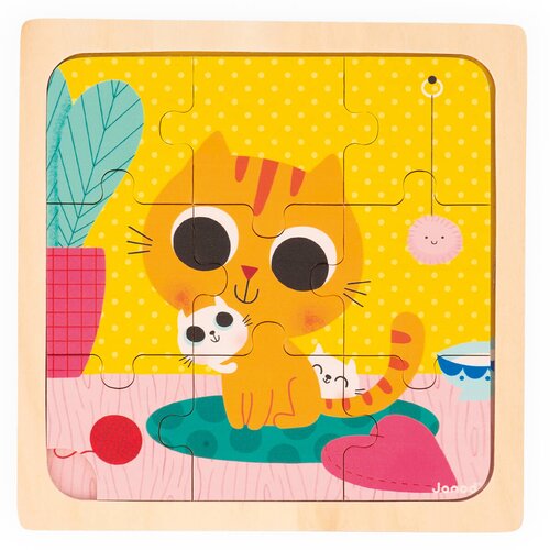 Janod otroški leseni puzzli peanut the cat 9 kosov Cene
