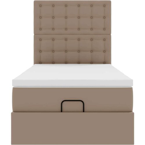 VidaXL okvir kreveta s madracem cappuccina 90x200cm umjetna koža Slike