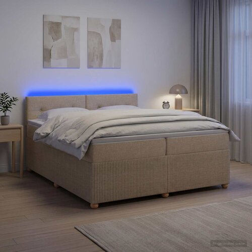  Boxspring krevet s madracem Krem 200 x 200 cm Tkanina Cene
