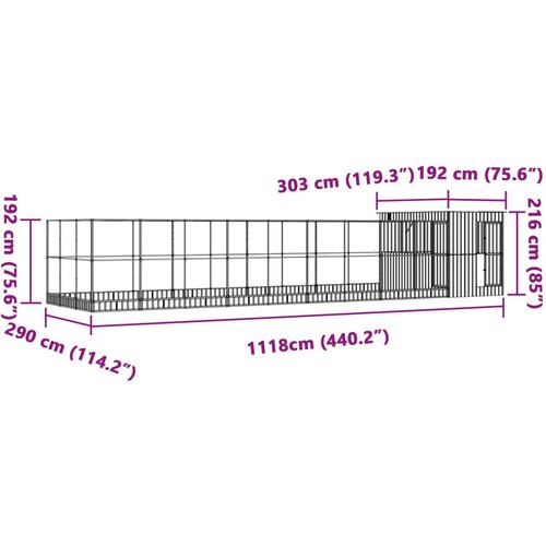  Kavez za ptice s produžetkom srebrni 1118x303x216 cm čelični Slike