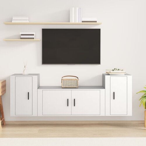 vidaXL Komplet TV omaric 3-delni bel inženirski les Cene