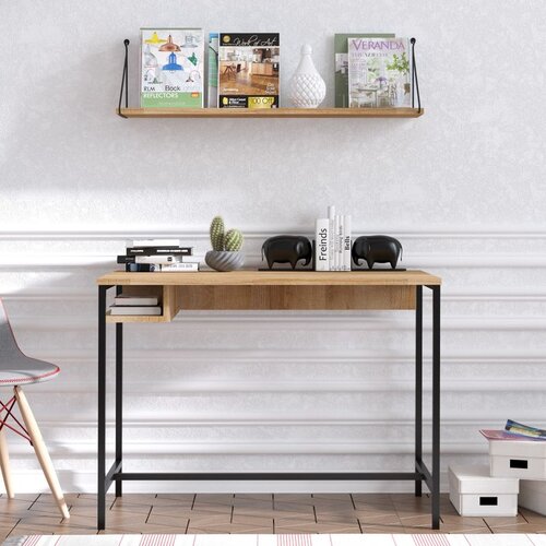 Hanah home lou - sapphire oak, black sapphire oakblack study desk Slike