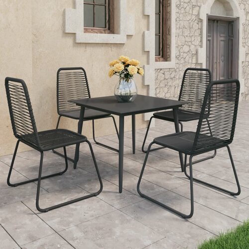 PVC 5-dijelni vrtni blagovaonski set od ratana crni Cene