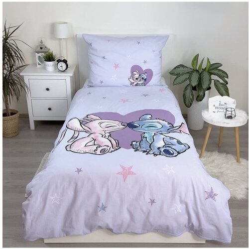 Jerry Fabrics Pamučna dječja posteljina za krevet za jednu osobu 140x200 cm Lilo and Stitch &amp;quot;Heart&amp;quot; &amp;ndash; Slike