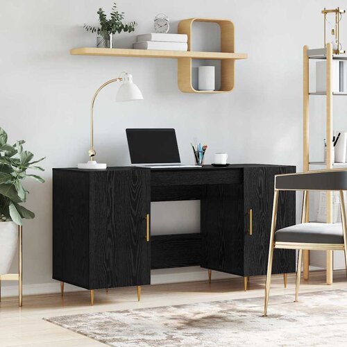VidaXL Stol s policom Crni hrast 140 x 50 x 75 cm Konstruirano drvo Slike