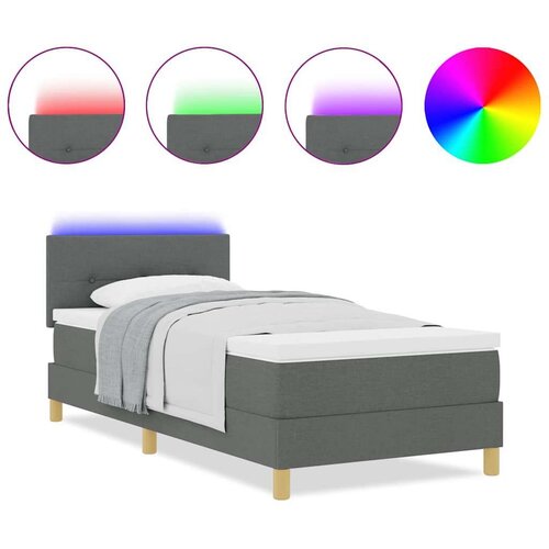 Krevet s uzglavljem s madracem &amp;amp;amp LED tamno sivi 80x200 cm tkanina Slike