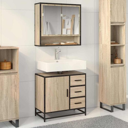  Kupaonski ormarić za umivaonik boja hrasta 65x33x60 cm drveni Cene