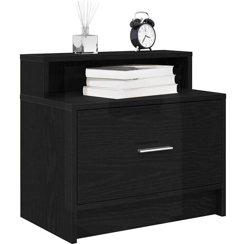 vidaXL Nočna omarica z predalom črna hrast 51x31x47 cm Cene