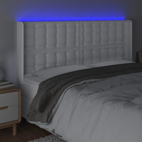  LED uzglavlje bijelo 183x16x118/128 cm od umjetne kože Slike