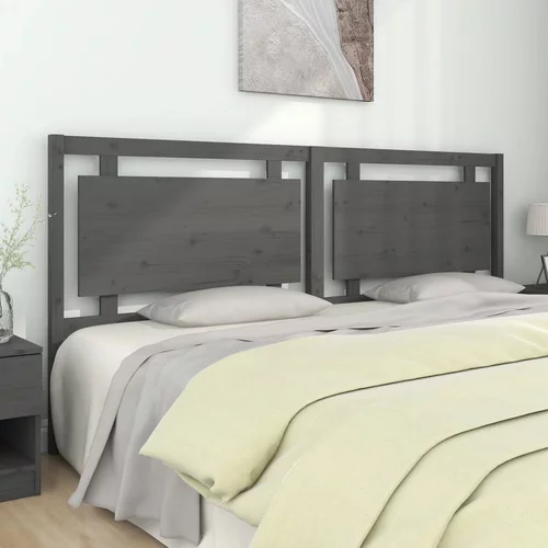  Uzglavlje za krevet sivo 205,5 x 4 x 100 cm od masivne borovine