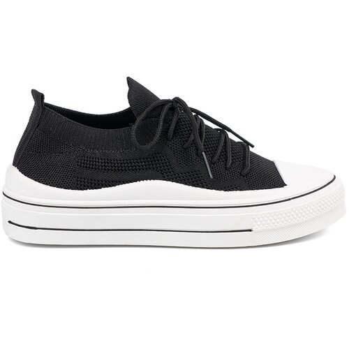 Shelvt Black slip-on sneakers with decorative lacing Slike