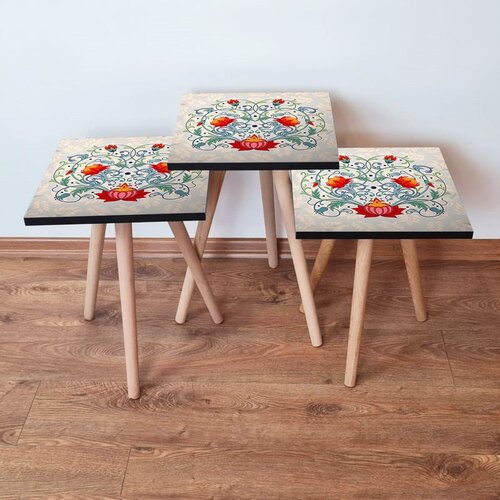 Hanah home 3Shp144 - Multicolor Multicolor Nesting Table (3 Pieces) Cene