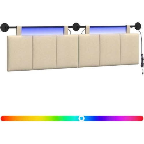  Viseće uzglavlje kreveta S LED svjetlom Krem Tkanina Slike