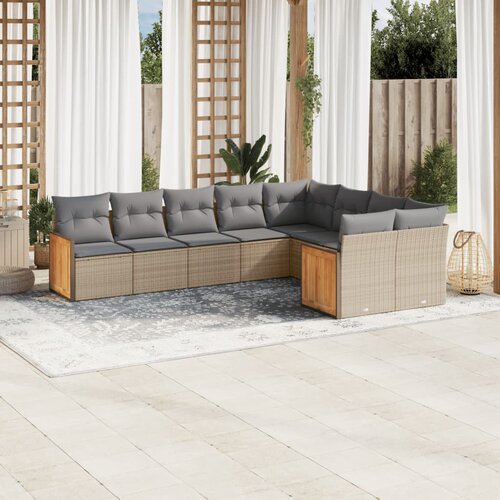 vidaXL 9-dijelni set vrtnih sofa s jastucima bež od poliratana Cijene