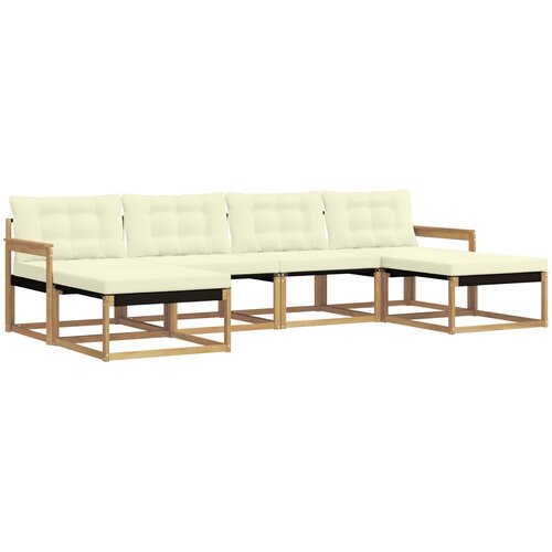  Set vanjskih sofa 6 kom. Bijela i krem Smeđa 329 x 162,5 x 73 cm Slike