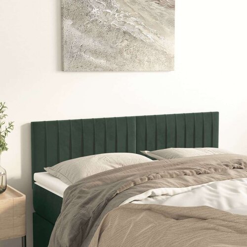  Posteljno vzglavje 2 kosa temno zeleno 72x5x78/88 cm žamet, (20933240) Slike