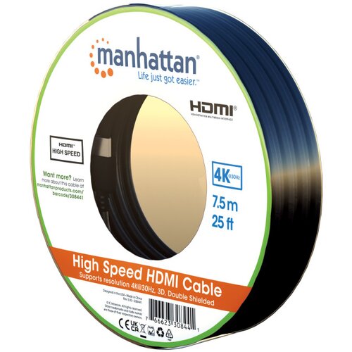 Manhattan HDMI priključni kabel [1x HDMI-utikač&amp;lt;=&amp;gt; 1x HDMI-utikač] 7.5m, crn Slike