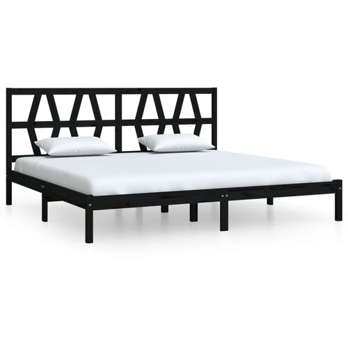 vidaXL Posteljni okvir črn iz trdne borovine 200x200 cm, (21073536) Cene