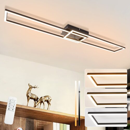 Nettlife LED stropna svetilka 2 črna 102 cm moderna zatemnljiva z daljinskim upravljalnikom 36 W, (22111316) Cene