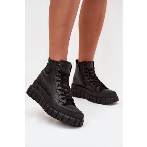 Boto Insulated High Women&amp;#039;s Sneakers On Platform Zipper Black Sarira Slike
