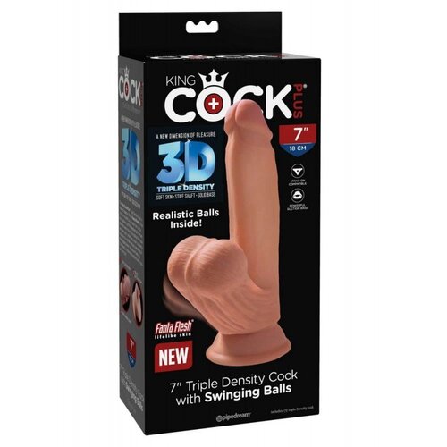 KING COCK PLUS dildo with swinging balls 7 tan Cene