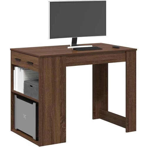 vidaXL Radni stol s ladicom i policom smeđi hrast 102x62x77,5 cm Cijene