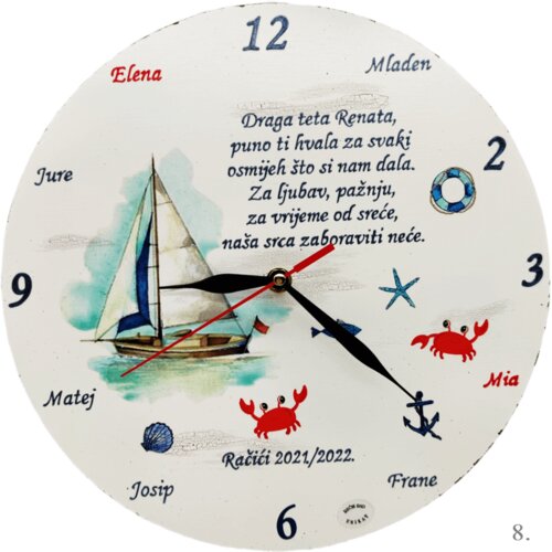  Personalizirani zidni satovi &ndash; Unikatni dar zahvalnosti za učiteljice i tete u vrtiću - 8. - 1794 Cijene