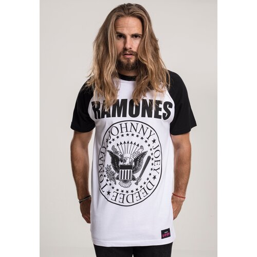 Merchcode Ramones Circle Raglan T-shirt wht/blk Slike