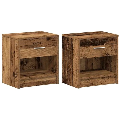  Noćni ormarići 2 kom s ladicama staro drvo 39x28x41 cm - Staro drvo 2 Slike