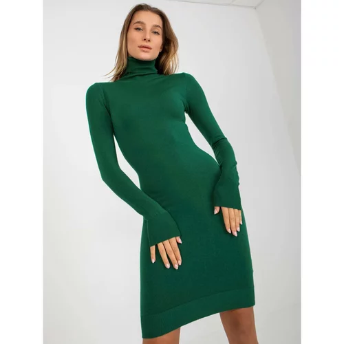 Fashion Hunters Dark green knit dress fitted with a turtleneck