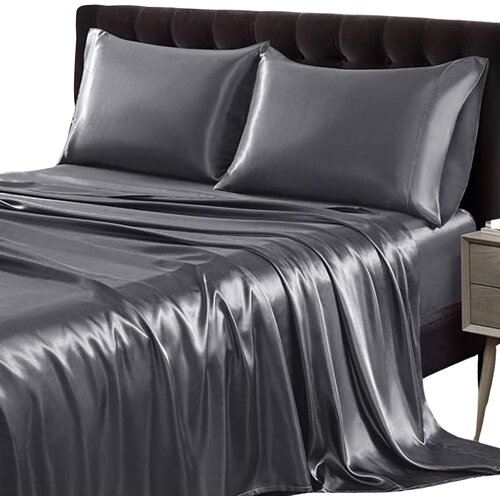 Home &amp;amp; Marker svilnata napenjalna rjuha silkyfit temno siva 150 x 200, (21297521) Slike
